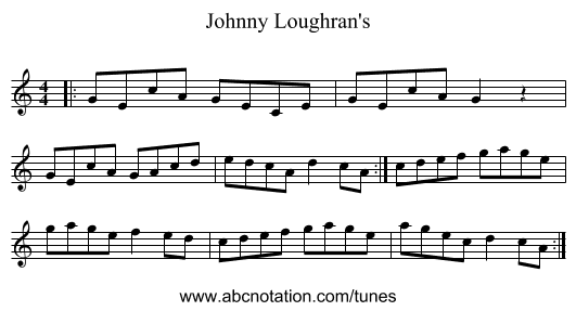 Johnny Loughran's - staff notation
