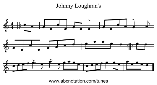 Johnny Loughran's - staff notation