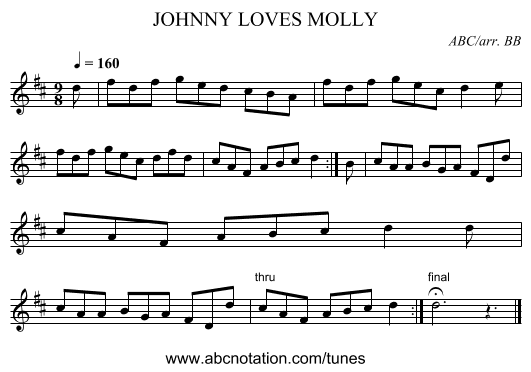 JOHNNY LOVES MOLLY - staff notation