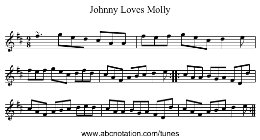 Johnny Loves Molly - staff notation