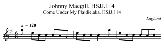 Johnny Macgill. HSJJ.114 - staff notation