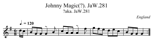 Johnny Magic(?). JaW.281 - staff notation