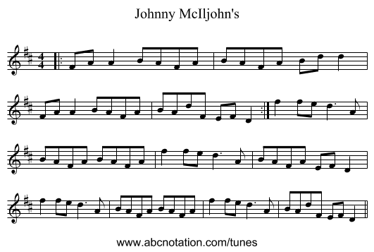 Johnny McIljohn's - staff notation