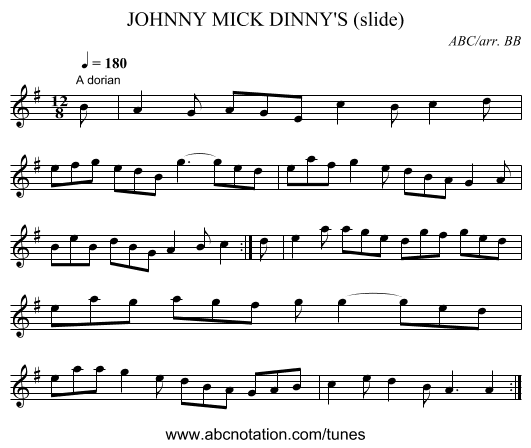 JOHNNY MICK DINNY'S (slide) - staff notation