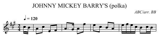 JOHNNY MICKEY BARRY'S (polka) - staff notation
