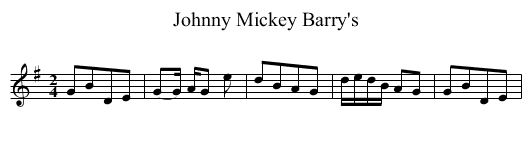 Johnny Mickey Barry's - staff notation