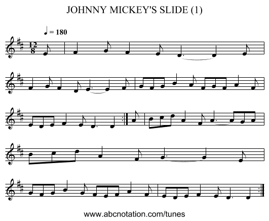 JOHNNY MICKEY'S SLIDE (1) - staff notation