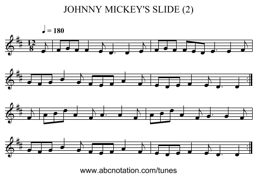 JOHNNY MICKEY'S SLIDE (2) - staff notation
