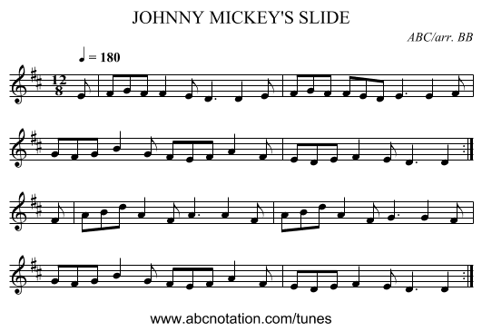 JOHNNY MICKEY'S SLIDE - staff notation