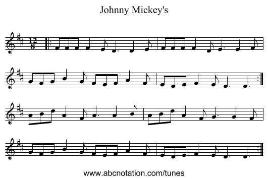 Johnny Mickey's - staff notation