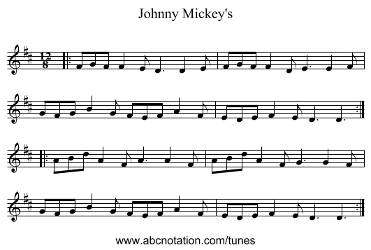 Johnny Mickey's - staff notation