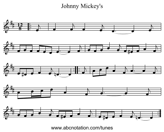 Johnny Mickey's - staff notation