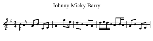 Johnny Micky Barry - staff notation