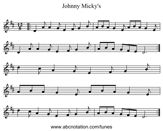 Johnny Micky's - staff notation