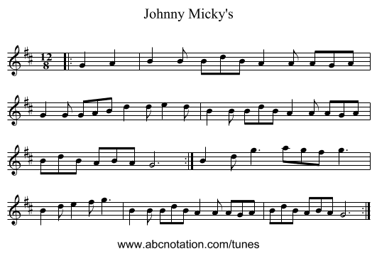 Johnny Micky's - staff notation