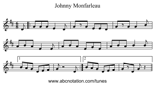 Johnny Monfarleau - staff notation