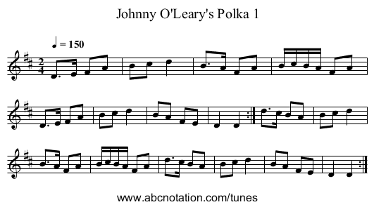 Johnny O'Leary's Polka 1 - staff notation