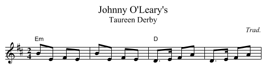 Johnny O'Leary's - staff notation
