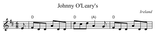 Johnny O'Leary's - staff notation