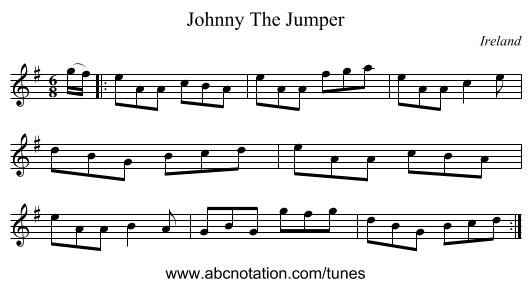 Johnny The Jumper - staff notation