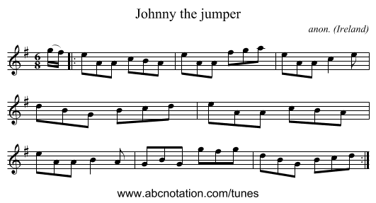 Johnny the jumper - staff notation