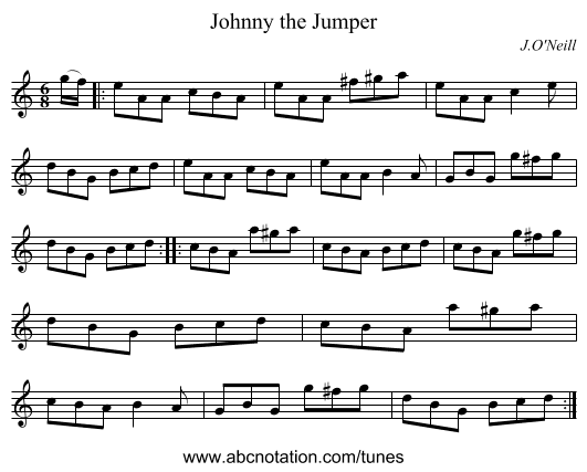 Johnny the Jumper - staff notation