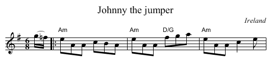 Johnny the jumper - staff notation