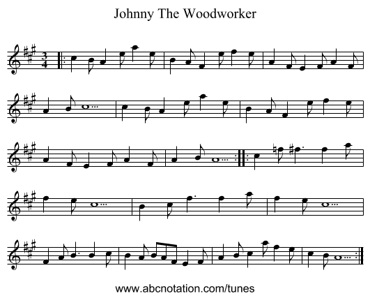 Johnny The Woodworker - staff notation