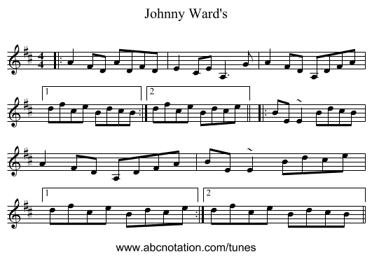Johnny Ward's - staff notation