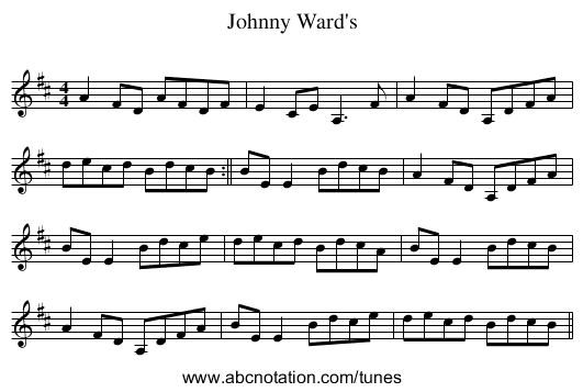 Johnny Ward's - staff notation