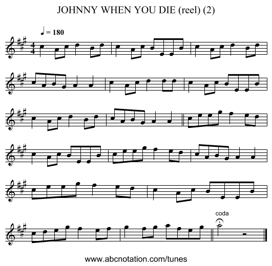 JOHNNY WHEN YOU DIE (reel) (2) - staff notation
