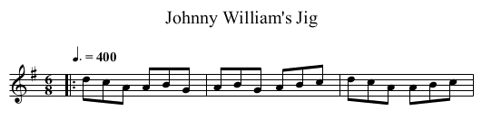 Johnny William's Jig - staff notation