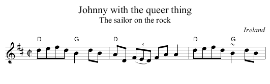 Johnny with the queer thing - staff notation