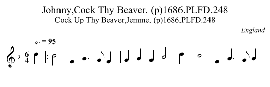 Johnny,Cock Thy Beaver. (p)1686.PLFD.248 - staff notation