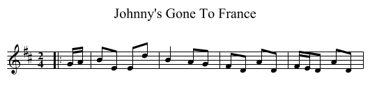 Johnny's Gone To France - staff notation