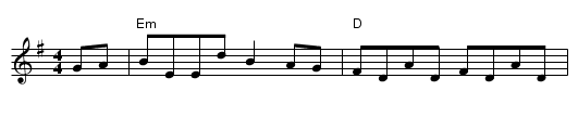 Johnny's Gone to France - staff notation
