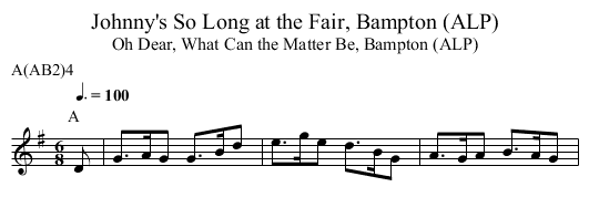 Johnny's So Long at the Fair, Bampton (ALP) - staff notation