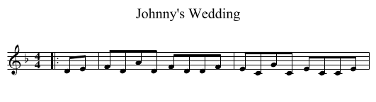 Johnny's Wedding - staff notation