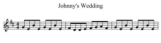 Johnny's Wedding - staff notation