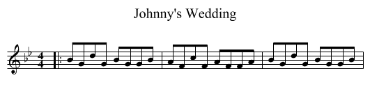 Johnny's Wedding - staff notation