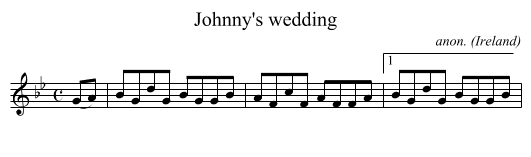 Johnny's wedding - staff notation