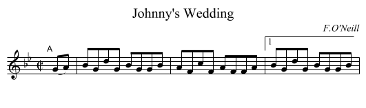 Johnny's Wedding - staff notation