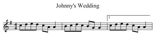 Johnny's Wedding - staff notation