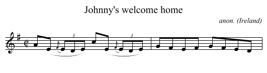 Johnny's welcome home - staff notation