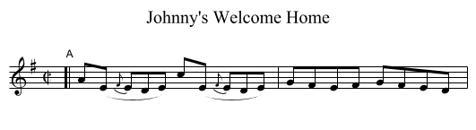 Johnny's Welcome Home - staff notation