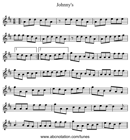 Johnny's - staff notation