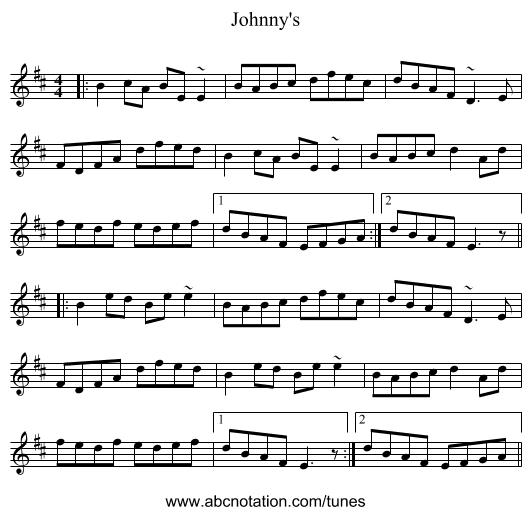 Johnny's - staff notation