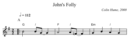 John's Folly - staff notation