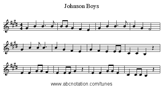 Johnson Boys - staff notation