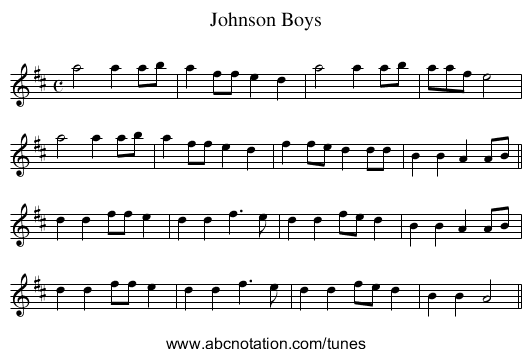 Johnson Boys - staff notation